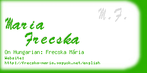 maria frecska business card